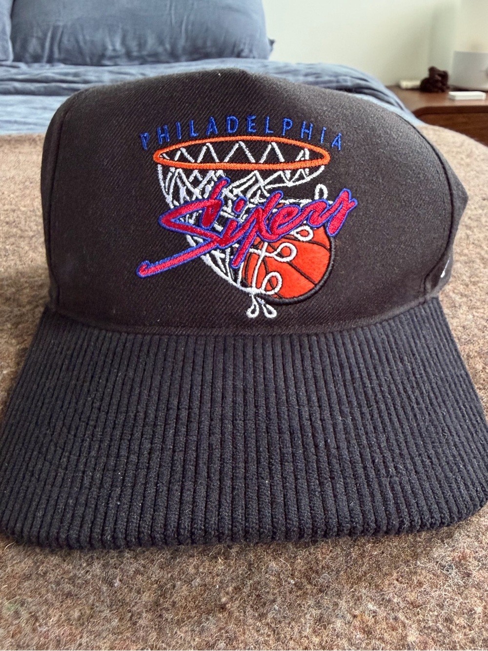 Philadelphia 76ers Black Corduroy Snapback Hat
